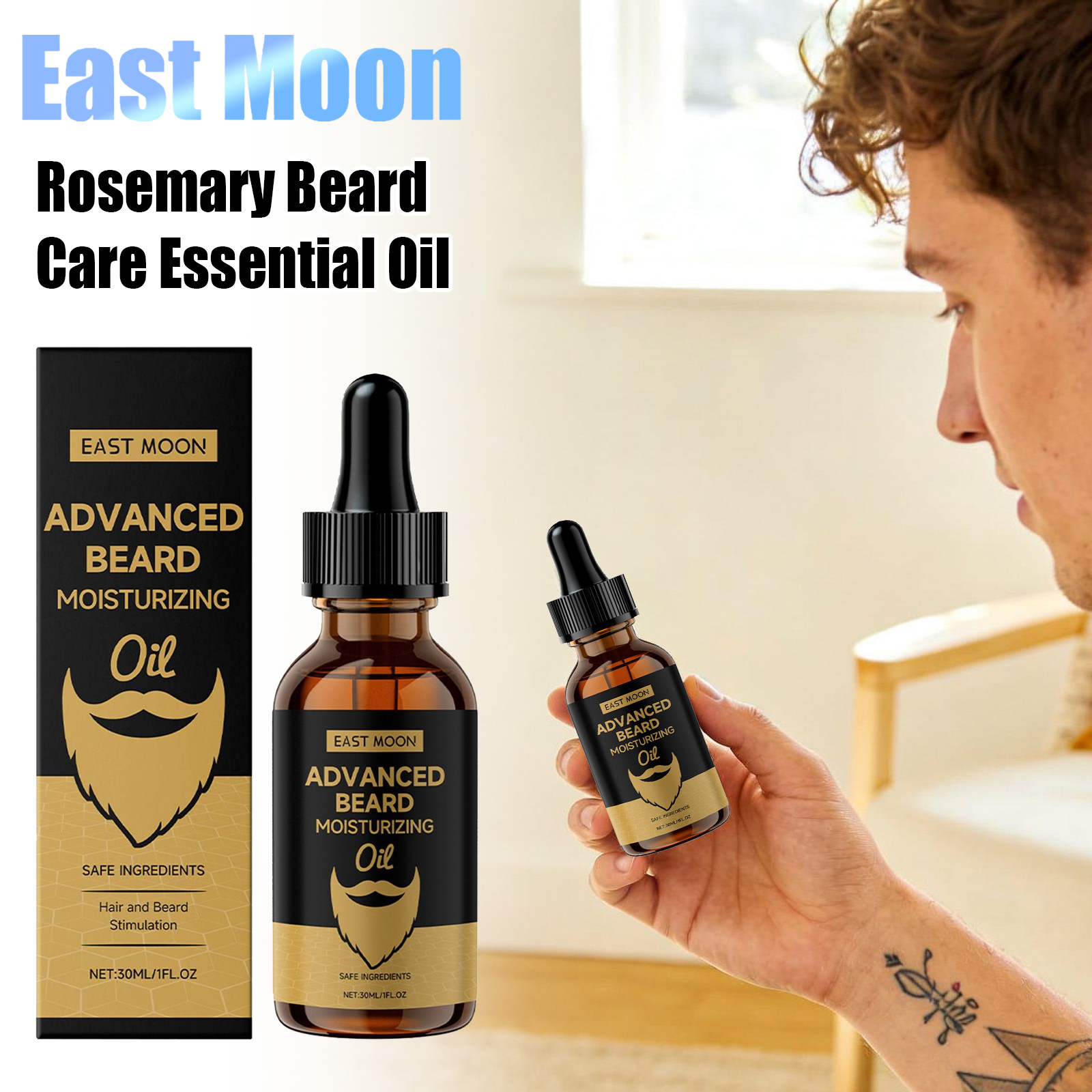 Beard Oil Growth - 이스트 문 로즈마리 수염 연화 오일