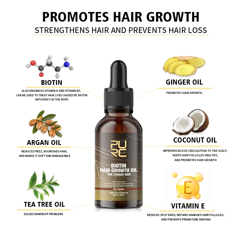 PURC 남녀공용 비오틴 헤어 오일, 모발 성장 제품  - Beard Oil Growth 리뷰 및 가격