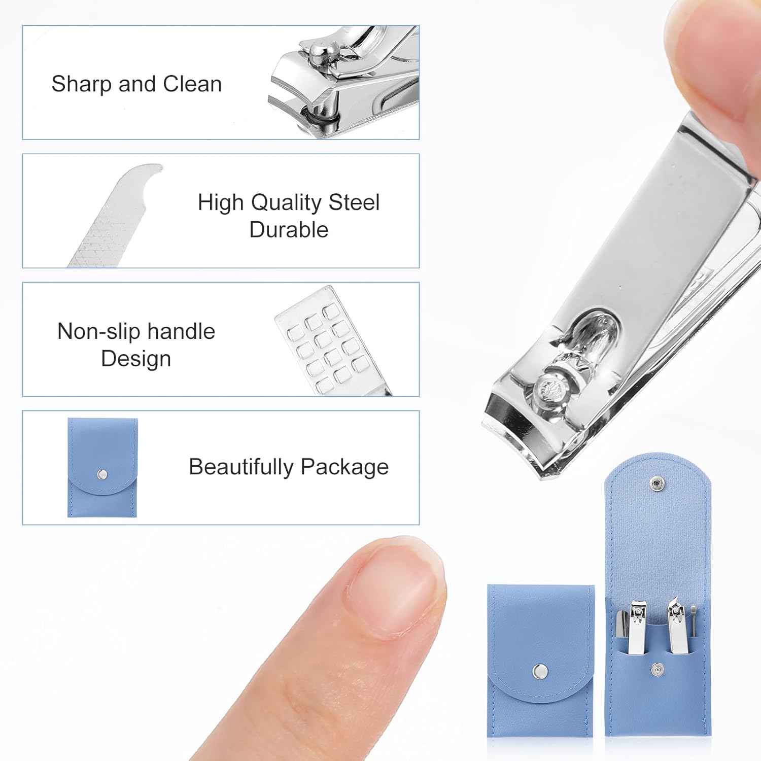 4종 네일 클리퍼 세트, 블루 가죽 여행용 케이스가 포 - Men'S Grooming Fingernails 리뷰 및 가격